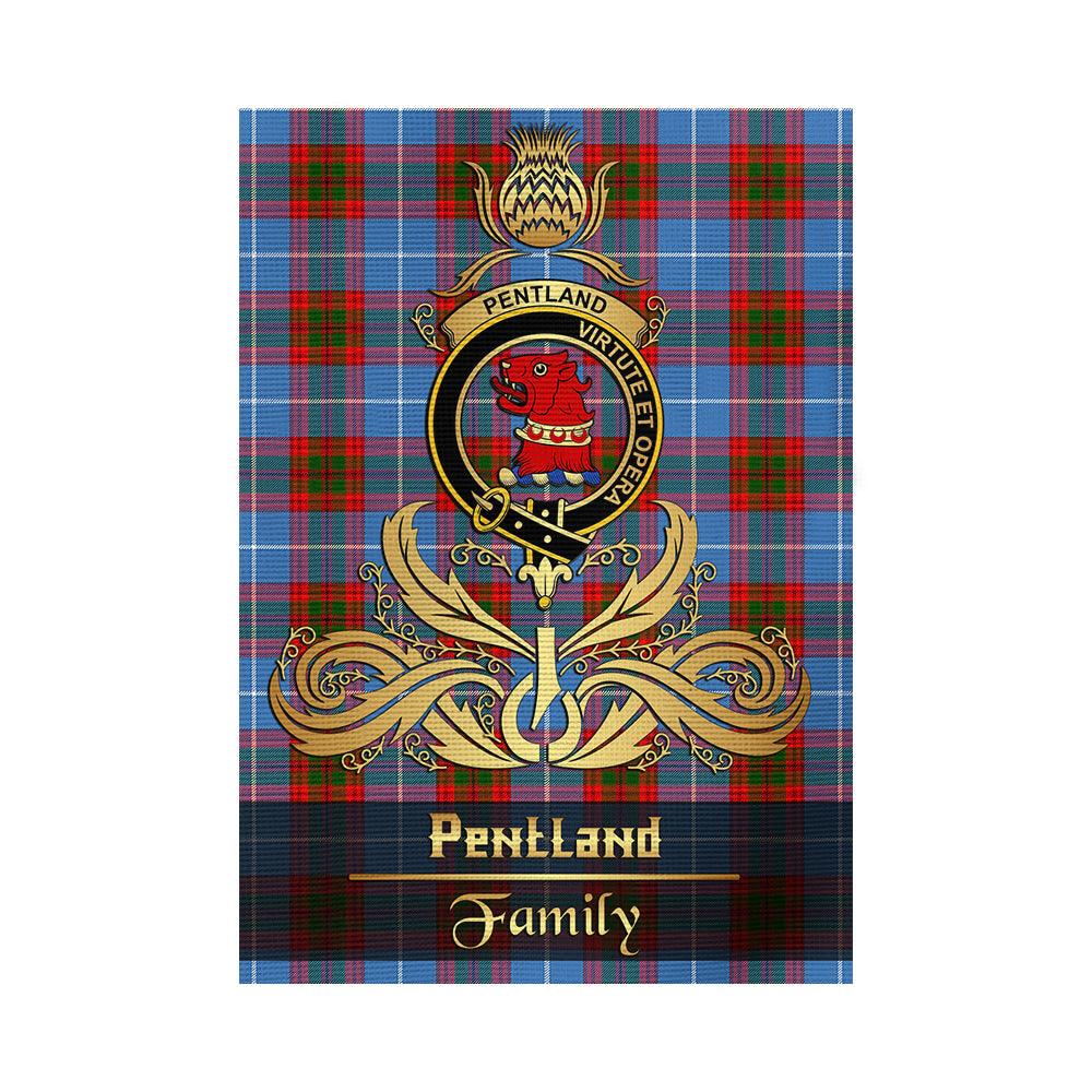 scottish-pentland-clan-crest-family-golden-thistle-tree-tartan-garden-flag