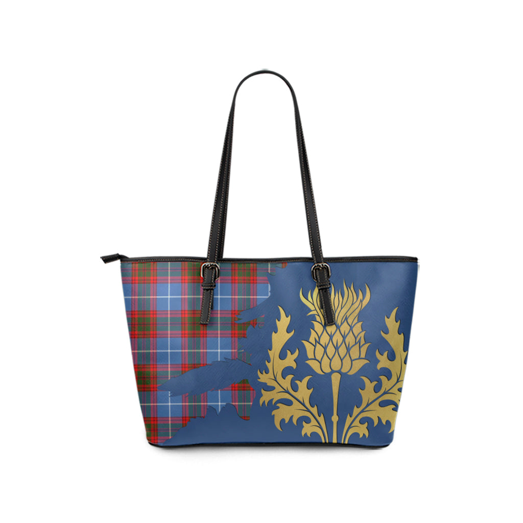 scottish-pentland-clan-tartan-golden-thistle-leather-tote-bags