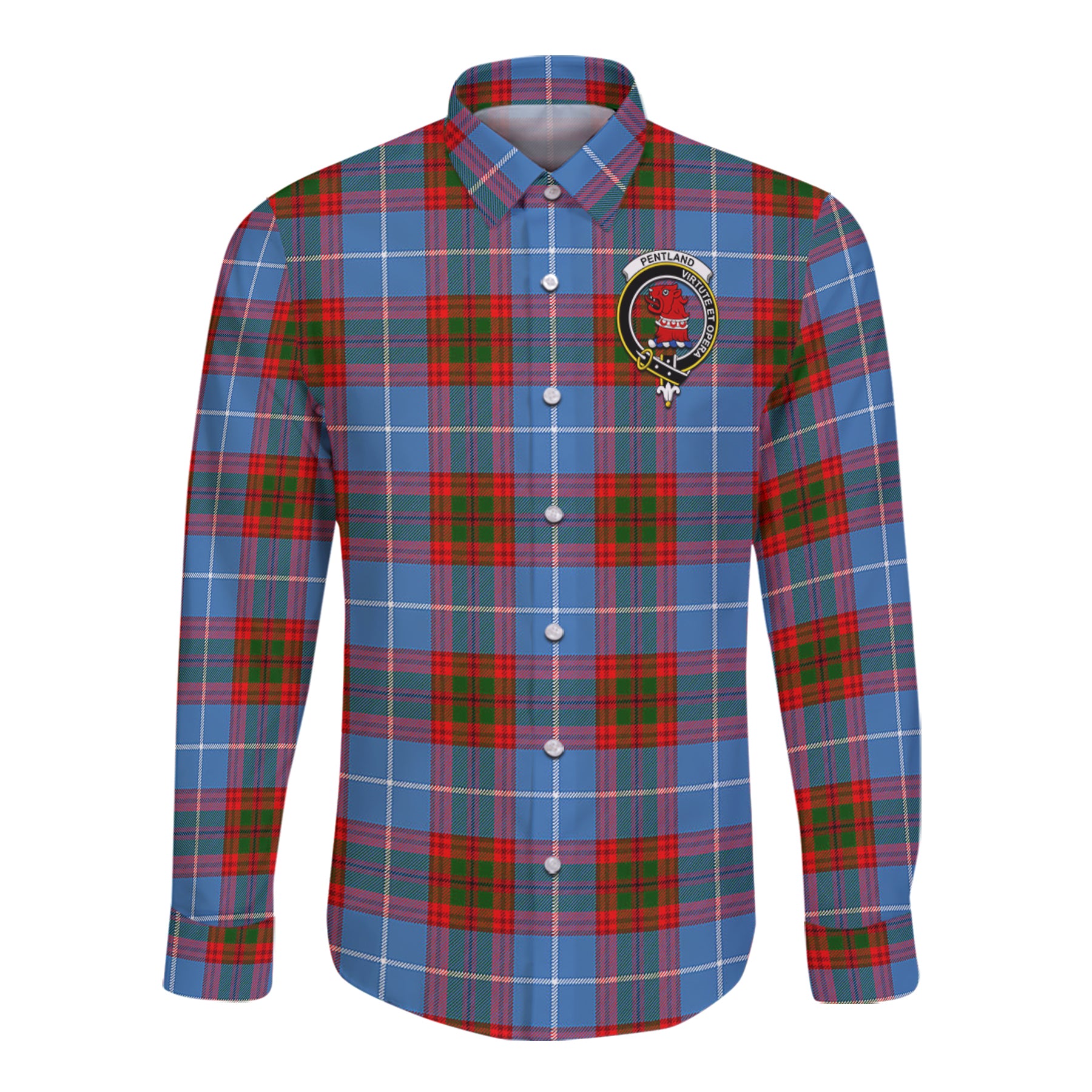 Pentland Tartan Long Sleeve Button Up Shirt with Scottish Family Crest K23