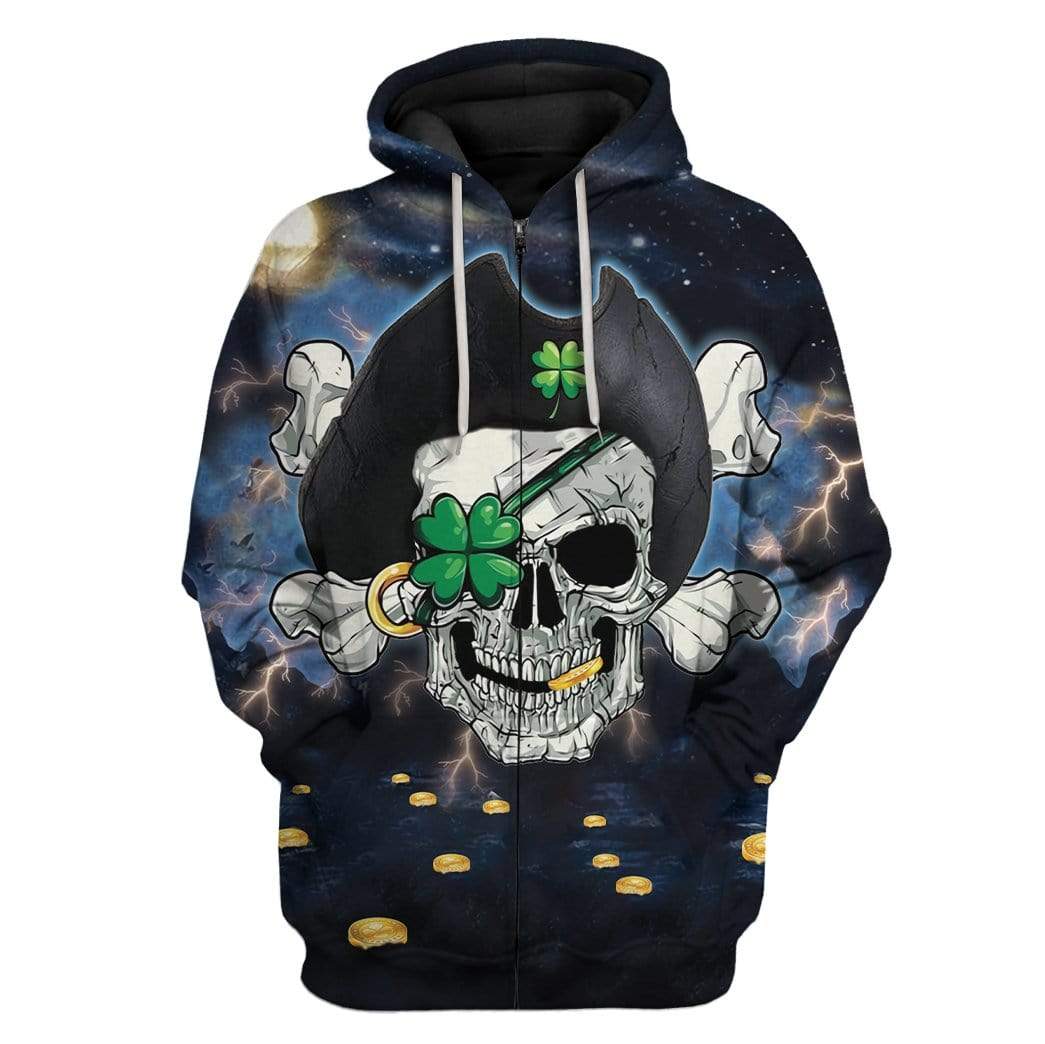 St Patricks Day Hoodie Lucky Pirate LT8 - Wonder Print Shop