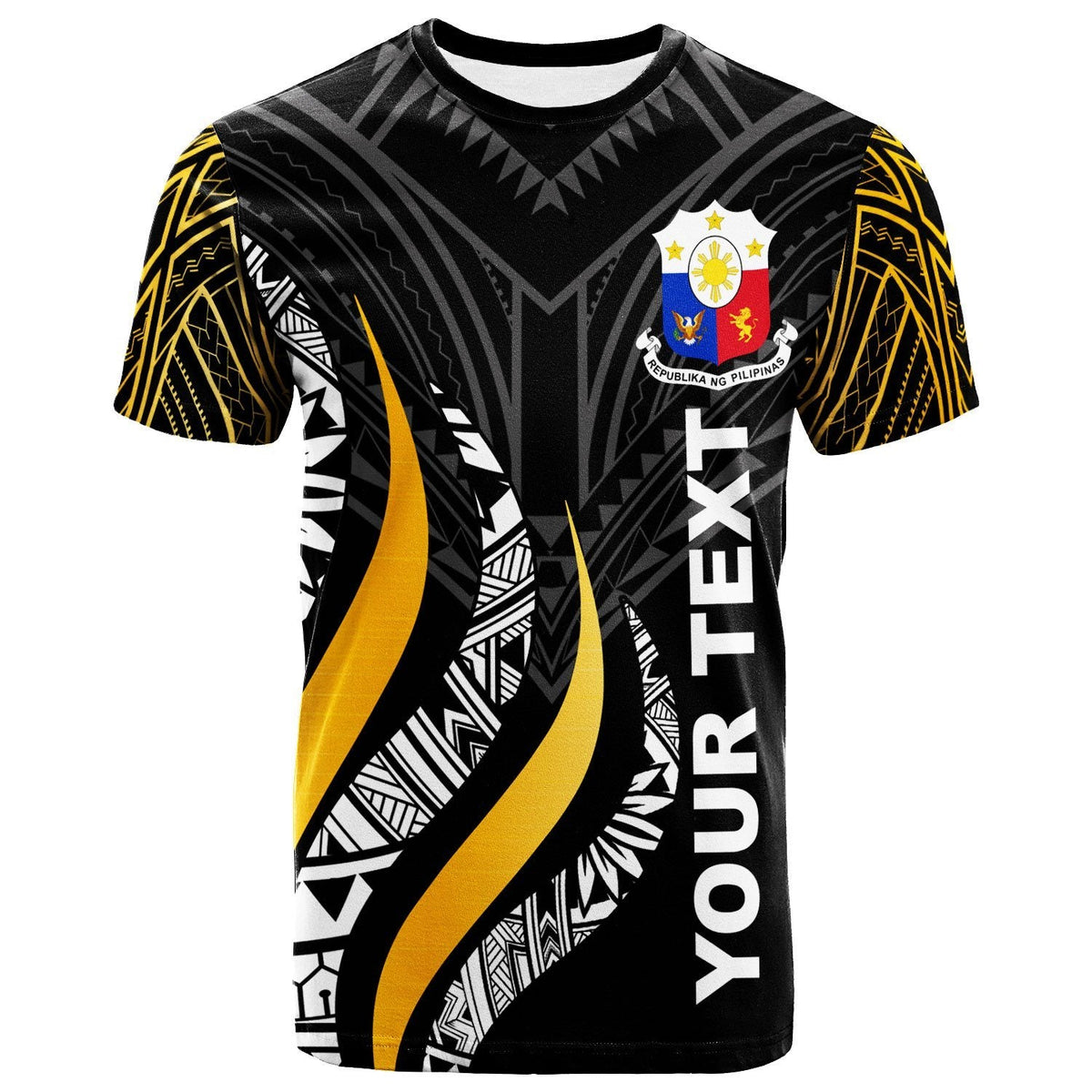 Philippines Custom Personalised T Shirt Philippines Strong Fire Pattern Gold - Wonder Print Shop