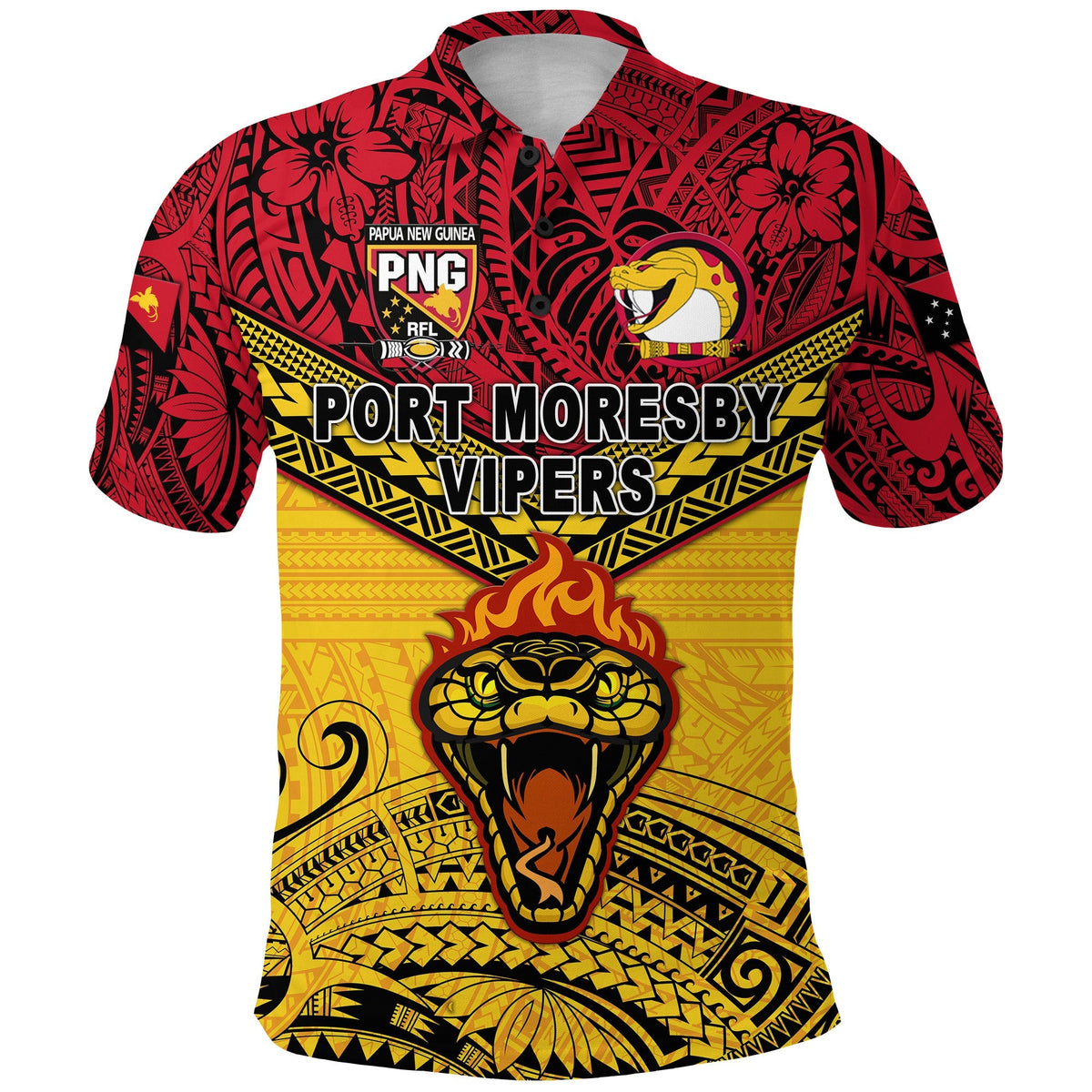 Papua New Guinea Port Moresby Vipers Polo Shirt Rugby Original Style Red LT8 - Wonder Print Shop
