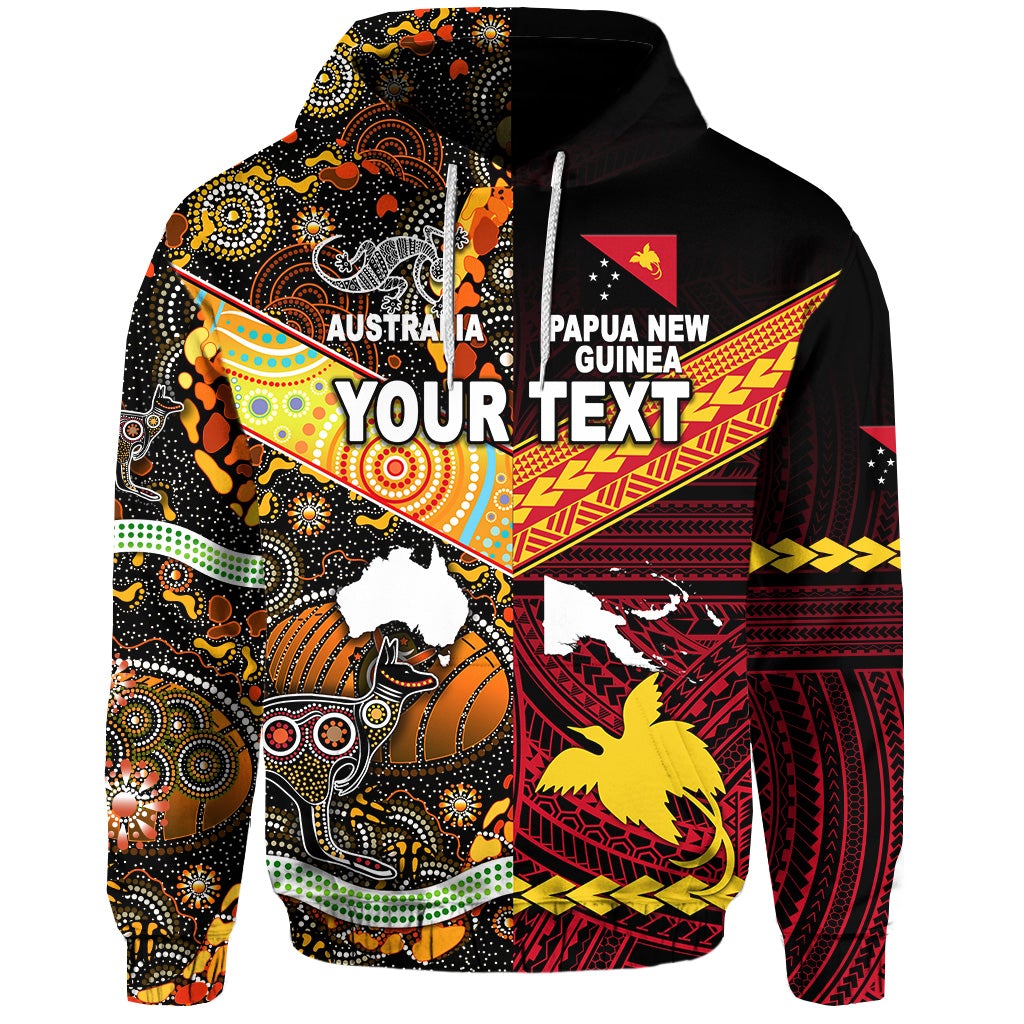 Custom Papua New Guinea And Australia Aboriginal Hoodie Together LT8 - Wonder Print Shop