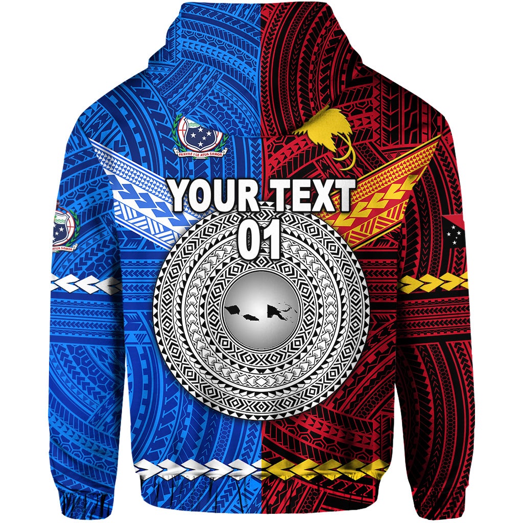 Custom Papua New Guinea And Samoa Zip Hoodie Together, Custom Text And Number LT8 - Wonder Print Shop