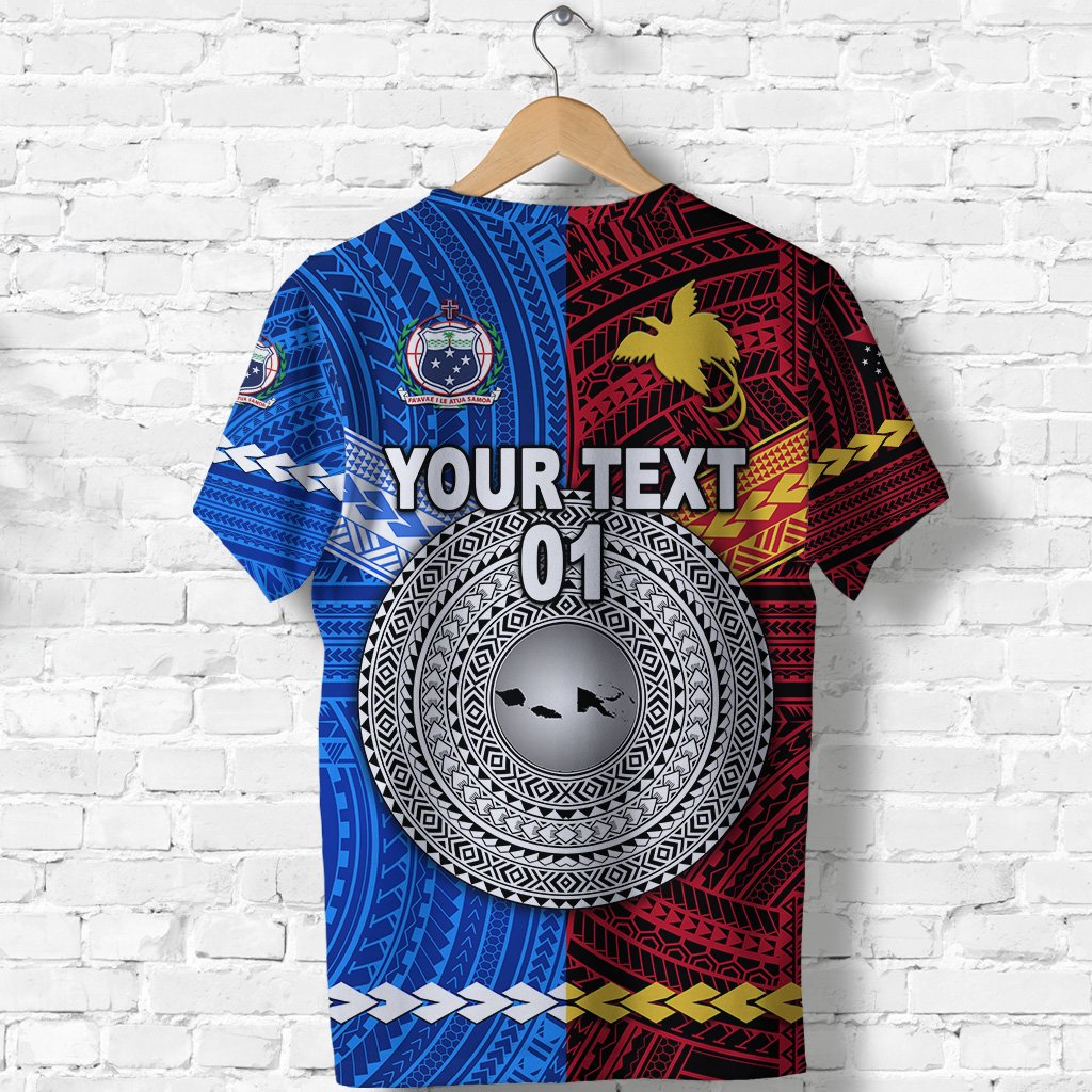 Custom Papua New Guinea And Samoa Together T Shirt, Custom Text And Number LT8 - Wonder Print Shop