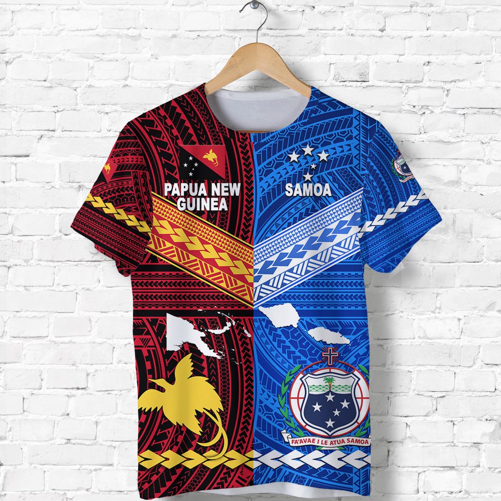 Custom Papua New Guinea And Samoa Together T Shirt, Custom Text And Number LT8 - Wonder Print Shop