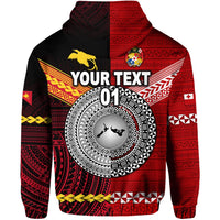 Custom Papua New Guinea And Tonga Hoodie Polynesian Together Red, Custom Text And Number LT8 - Wonder Print Shop