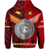 Custom Papua New Guinea And Tonga Zip Hoodie Polynesian Together Bright Red LT8 - Wonder Print Shop