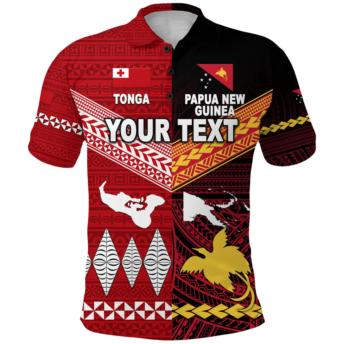 Custom Papua New Guinea Tonga Polo Shirt Polynesian Together Red LT8 - Wonder Print Shop
