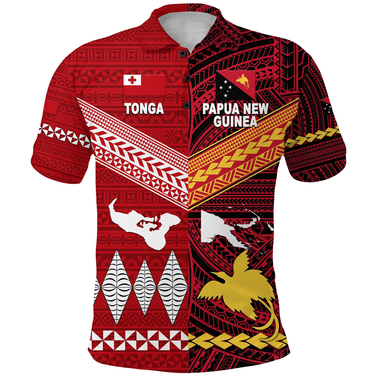 Papua New Guinea Tonga Polo Shirt Polynesian Together Bright Red LT8 - Wonder Print Shop