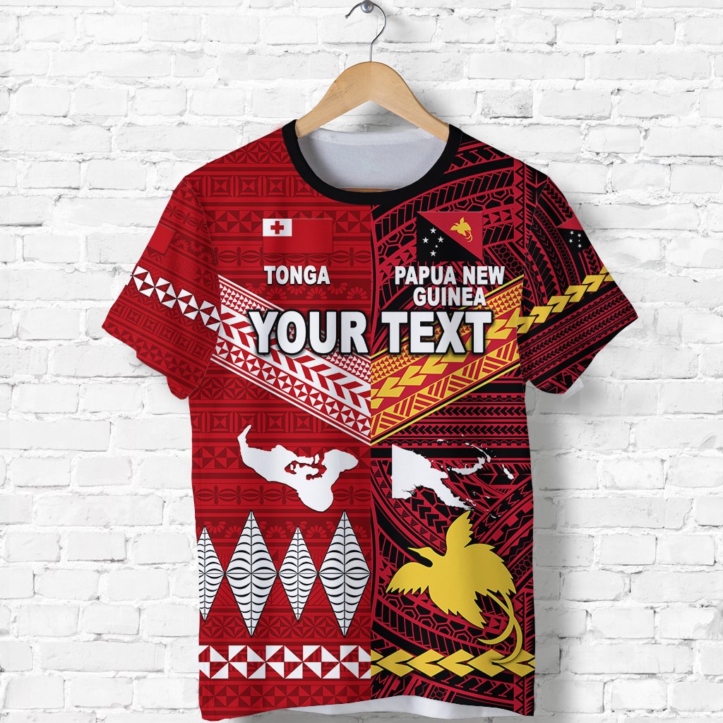 Custom Papua New Guinea And Tonga T Shirt Polynesian Together Bright Red LT8 - Wonder Print Shop