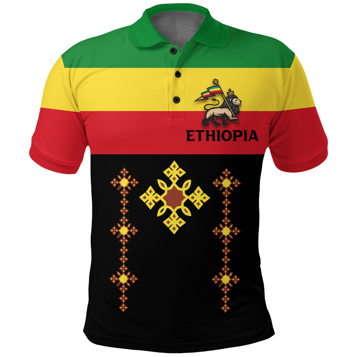 Ethiopia Cross With Flag Polo Shirt LT12 - Wonder Print Shop
