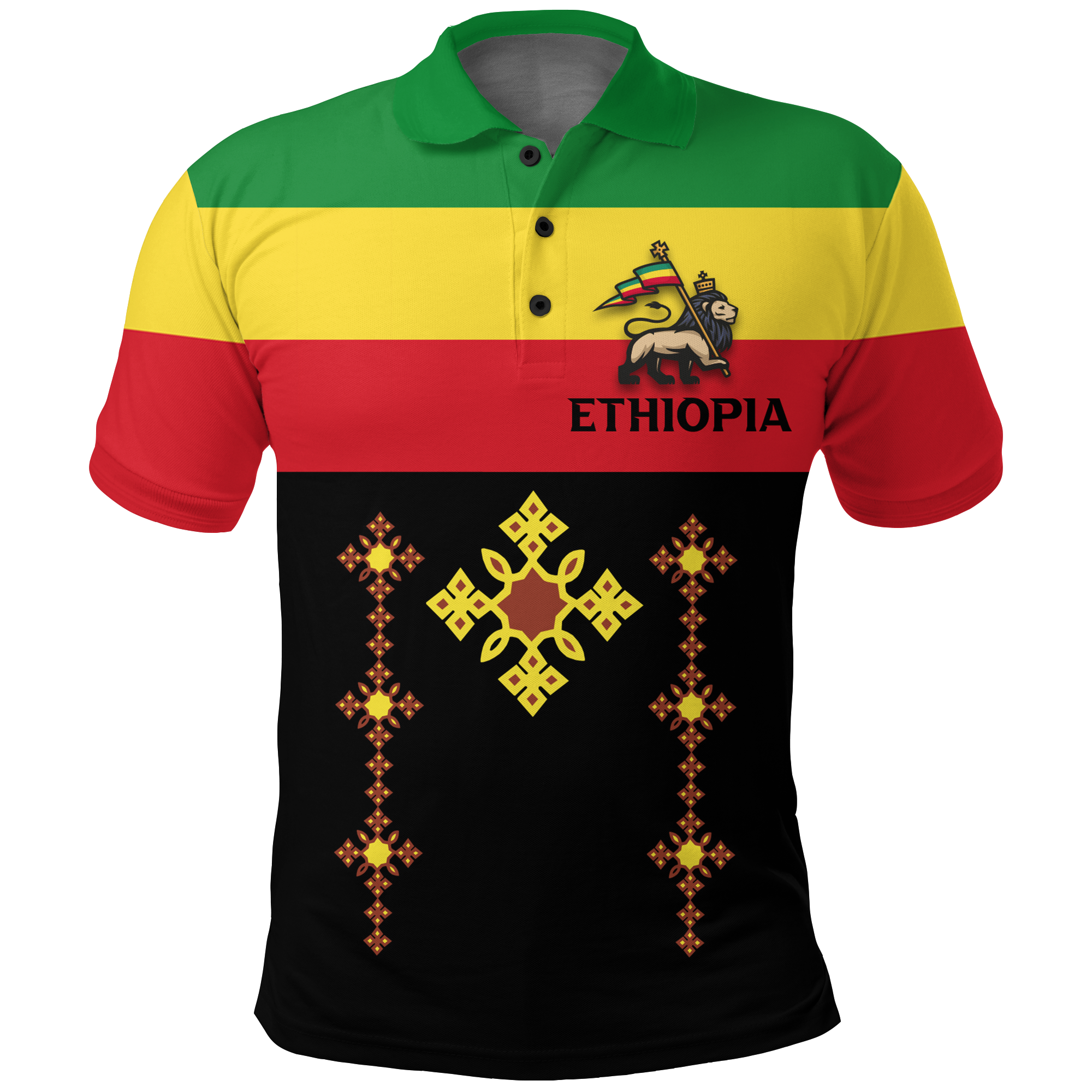 Ethiopia Cross With Flag Polo Shirt LT12 - Wonder Print Shop