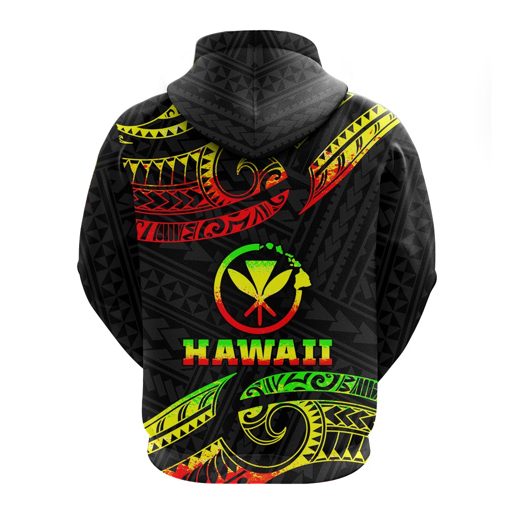 Custom Hawaii Zip Up Hoodie Tribal Pattern Reggae LT12 - Wonder Print Shop