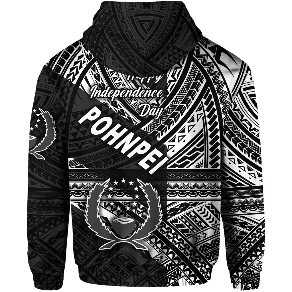FSM Pohnpei Hoodie Happy Independence Day Original Vibes Black LT8 - Wonder Print Shop