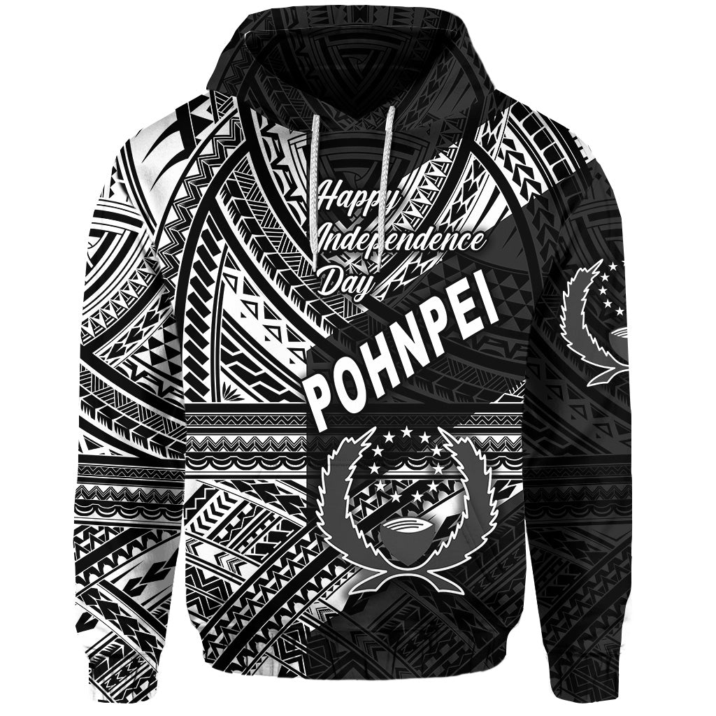FSM Pohnpei Hoodie Happy Independence Day Original Vibes Black LT8 - Wonder Print Shop