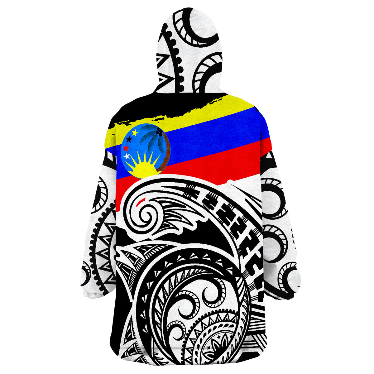 Pohnpei Pingelap Flag With Round Black White Pattern Wearable Blanket Hoodie - Wonder Print Shop