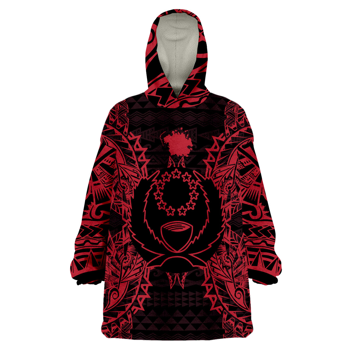 Pohnpei Pohnpei Flag Map Polynesian Tattoo Red Wearable Blanket Hoodie - Wonder Print Shop