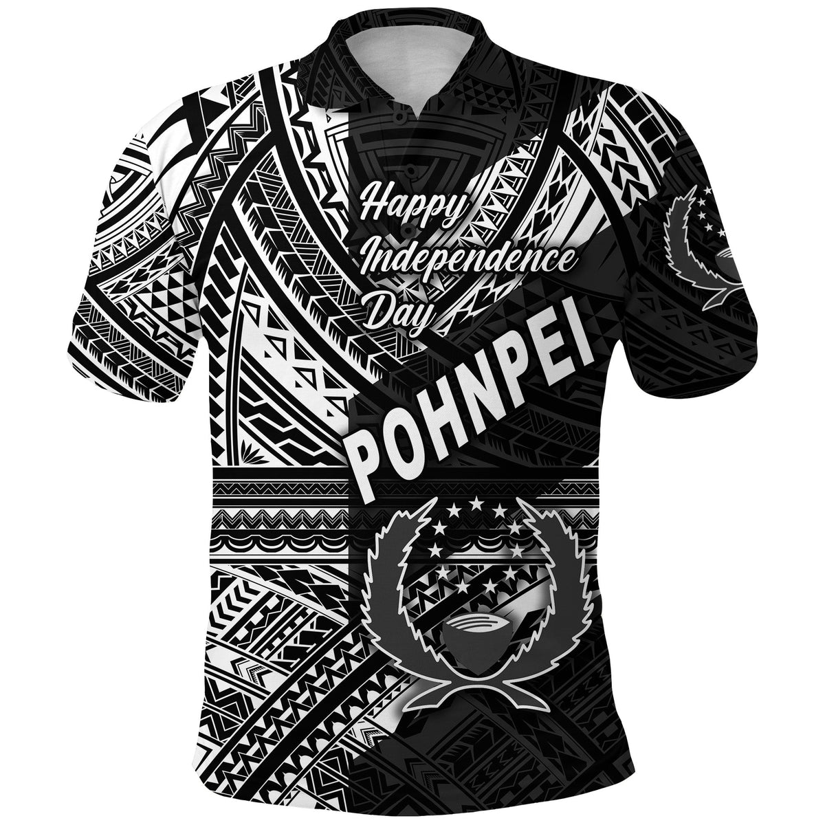 FSM Pohnpei Polo Shirt Happy Independence Day Original Vibes Black LT8 - Wonder Print Shop