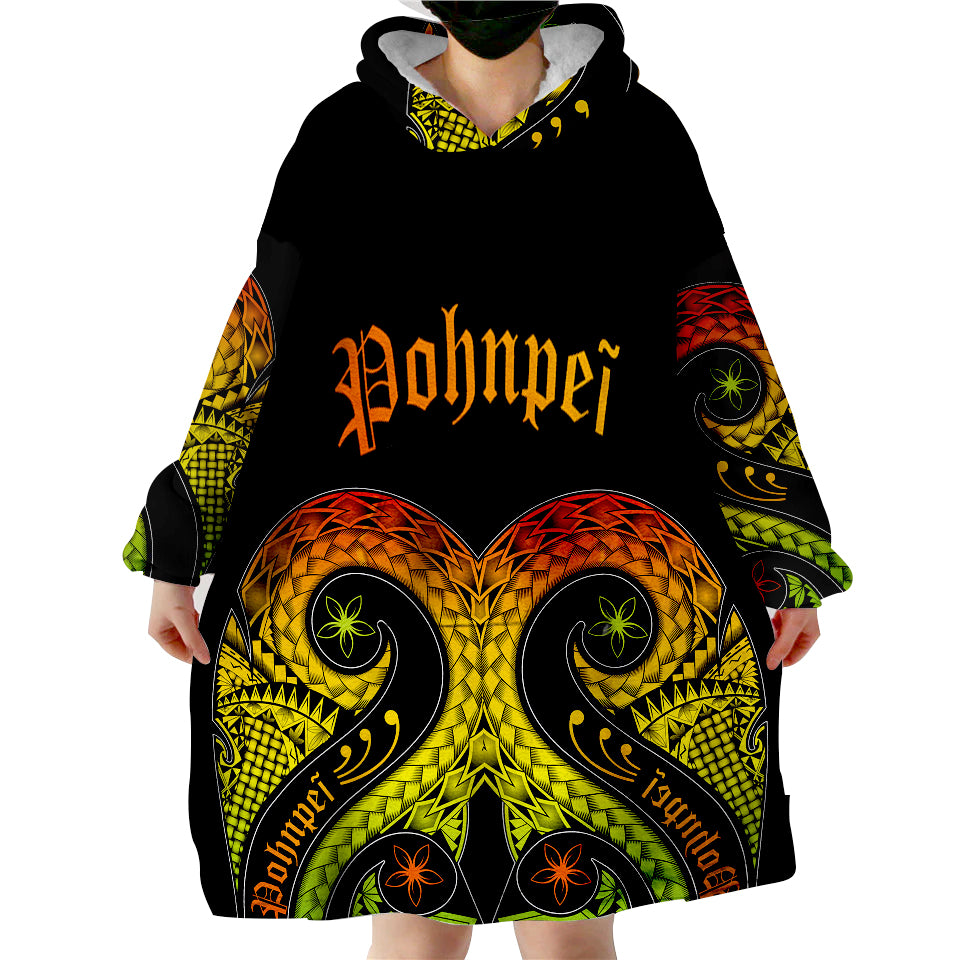 Pohnpei Polynesian Decorative Patterns Wearable Blanket Hoodie - Wonder Print Shop