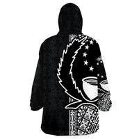 Pohnpei Polynesian White Line Wearable Blanket Hoodie - Wonder Print Shop