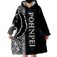 Pohnpei Polynesian White Line Wearable Blanket Hoodie - Wonder Print Shop