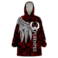 Pohnpei Polynesian Wings Red Wearable Blanket Hoodie - Wonder Print Shop