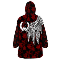 Pohnpei Polynesian Wings Red Wearable Blanket Hoodie - Wonder Print Shop