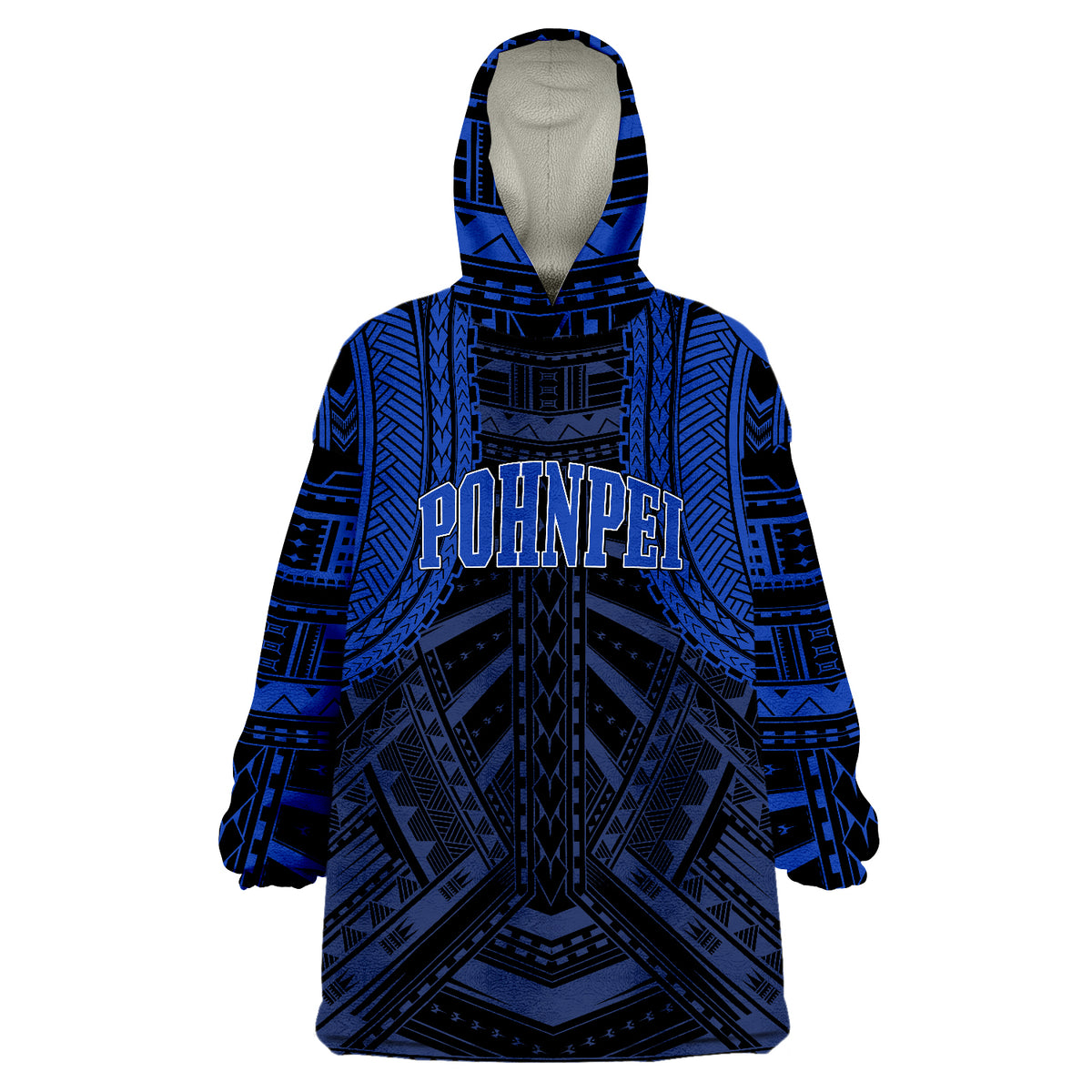Pohnpei Spirit Pohnpei Polynesian Tattoo Wearable Blanket Hoodie - Wonder Print Shop