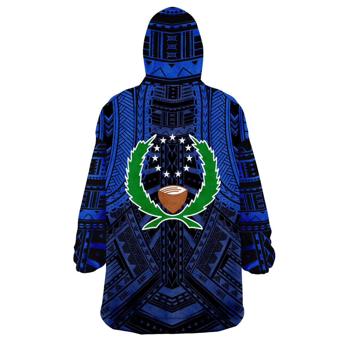 Pohnpei Spirit Pohnpei Polynesian Tattoo Wearable Blanket Hoodie - Wonder Print Shop
