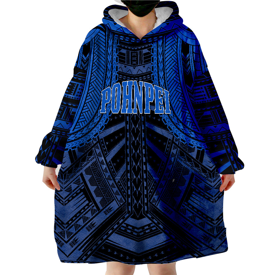 Pohnpei Spirit Pohnpei Polynesian Tattoo Wearable Blanket Hoodie - Wonder Print Shop