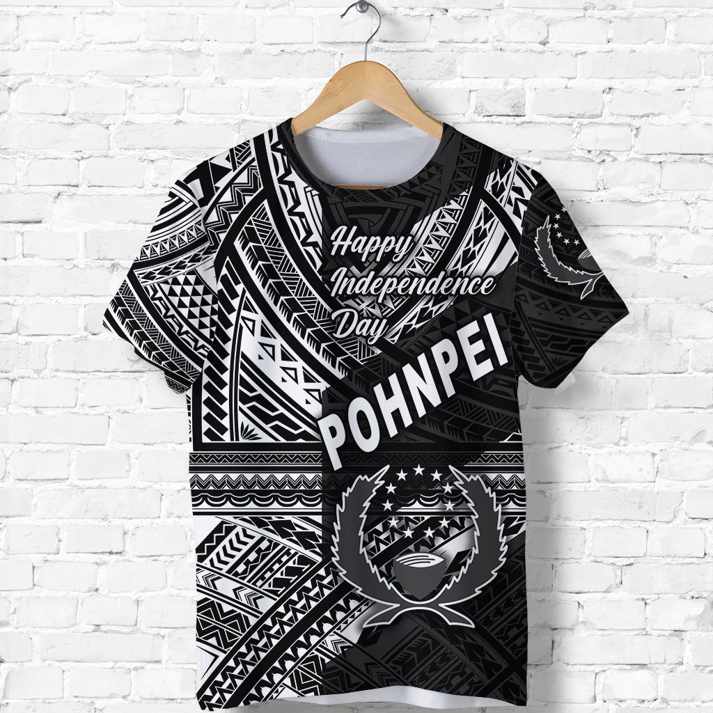 Custom FSM Pohnpei T Shirt Happy Independence Day Original Vibes Black LT8 - Wonder Print Shop
