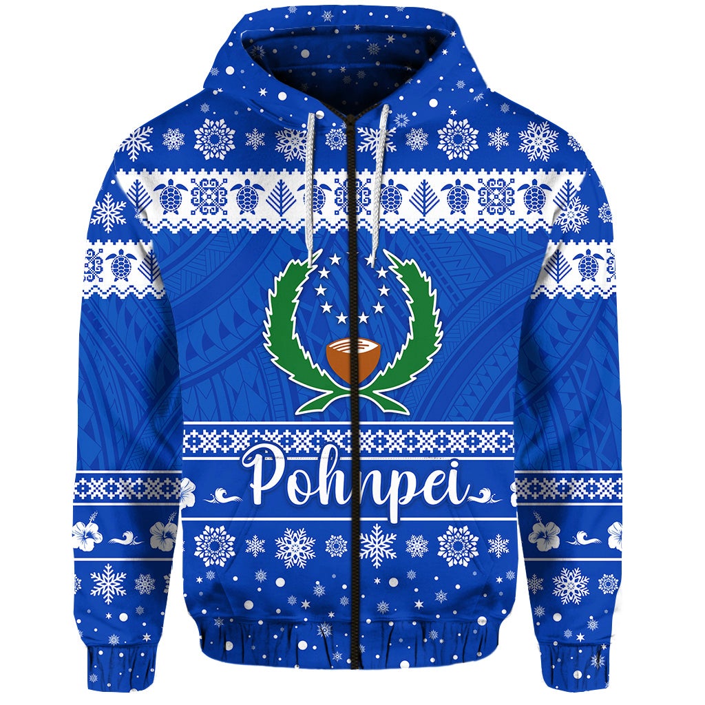 FSM Pohnpei Christmas Zip Hoodie Simple Style LT8 - Wonder Print Shop
