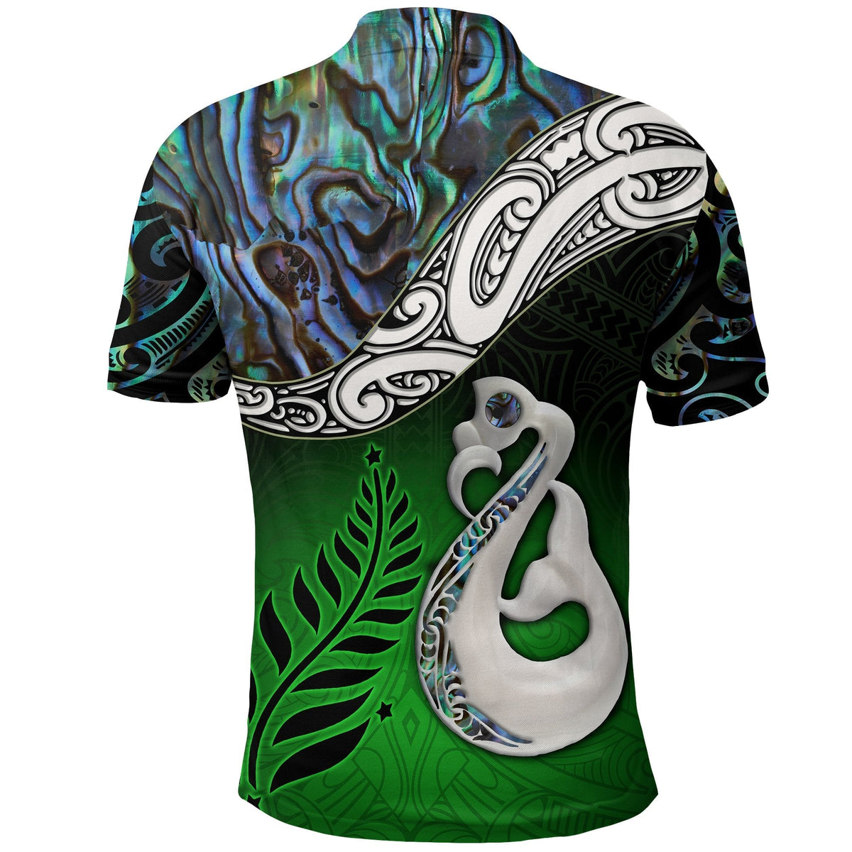 New Zealand Maori Polo Shirt KIDS Manaia Paua Shell Glitter Green LT4 - Wonder Print Shop