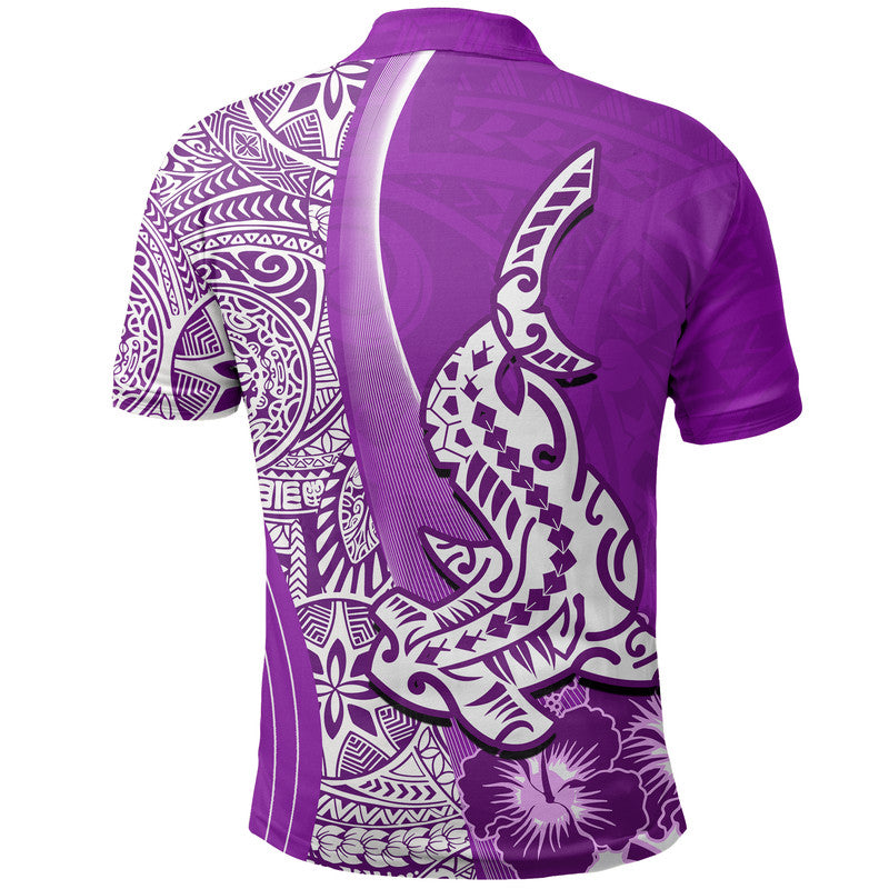 Hawaiian Shark Polynesian Polo Shirt Vibe Purple Style LT6 - Wonder Print Shop