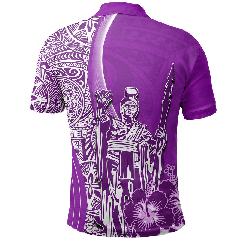 Hawaiian King Kamehameha Polo Shirt Vibe Purple Style LT6 - Wonder Print Shop