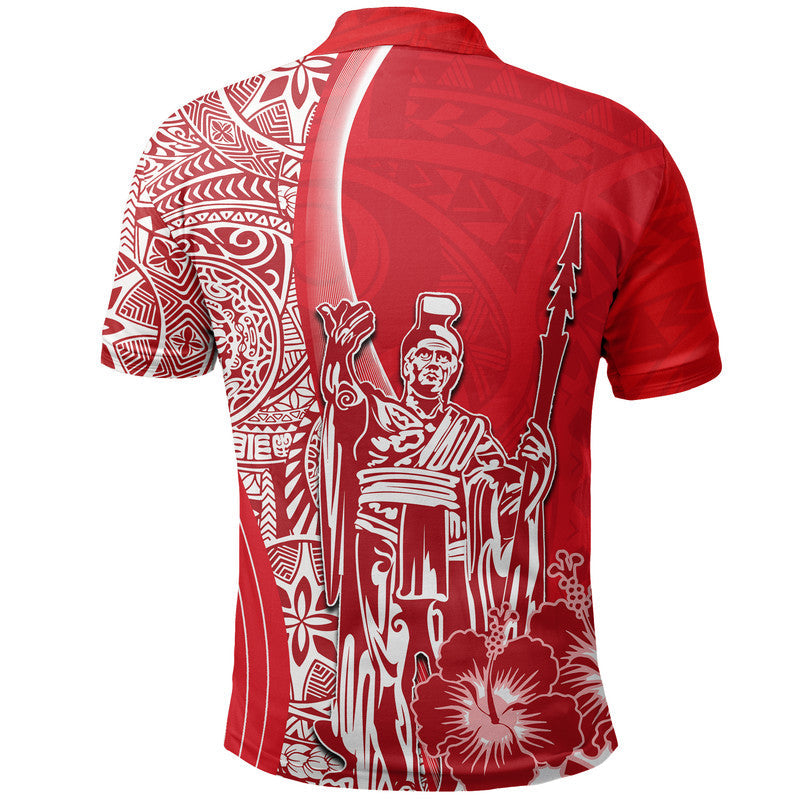 Hawaiian King Kamehameha Polo Shirt Vibe Red Style LT6 - Wonder Print Shop