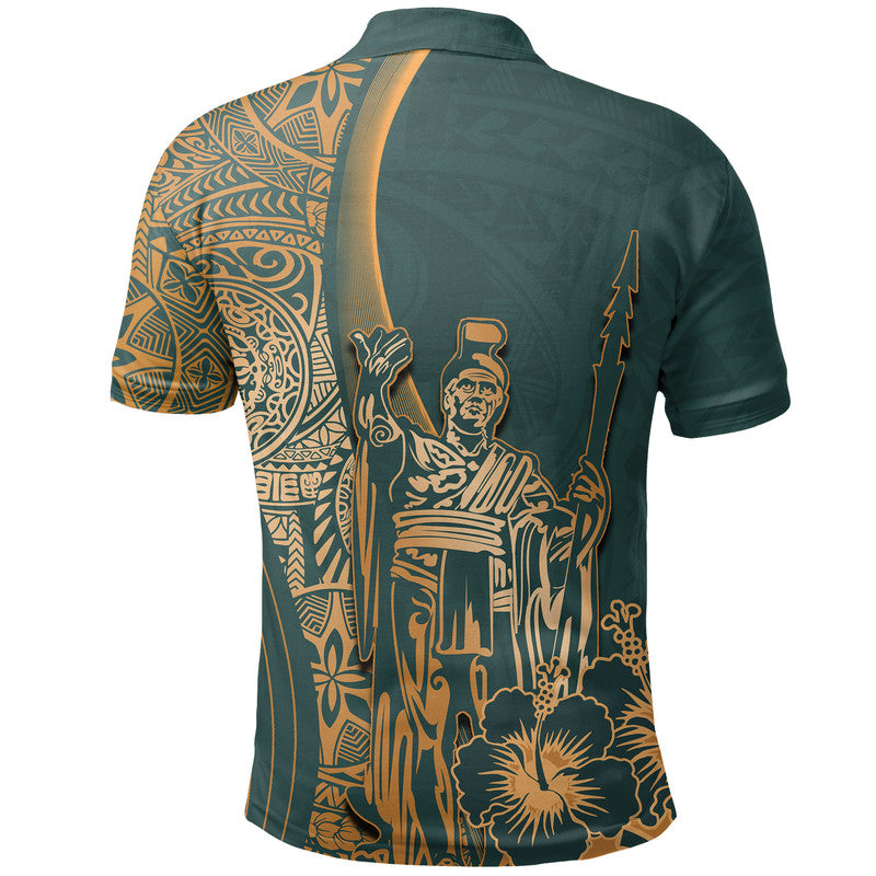 Hawaiian King Kamehameha Polo Shirt Vibe Green Style LT6 - Wonder Print Shop