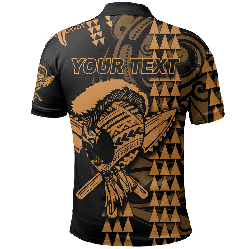 Custom Hawaii Polynesian Warrior Kakau Polo Shirt Gold LT6 - Wonder Print Shop