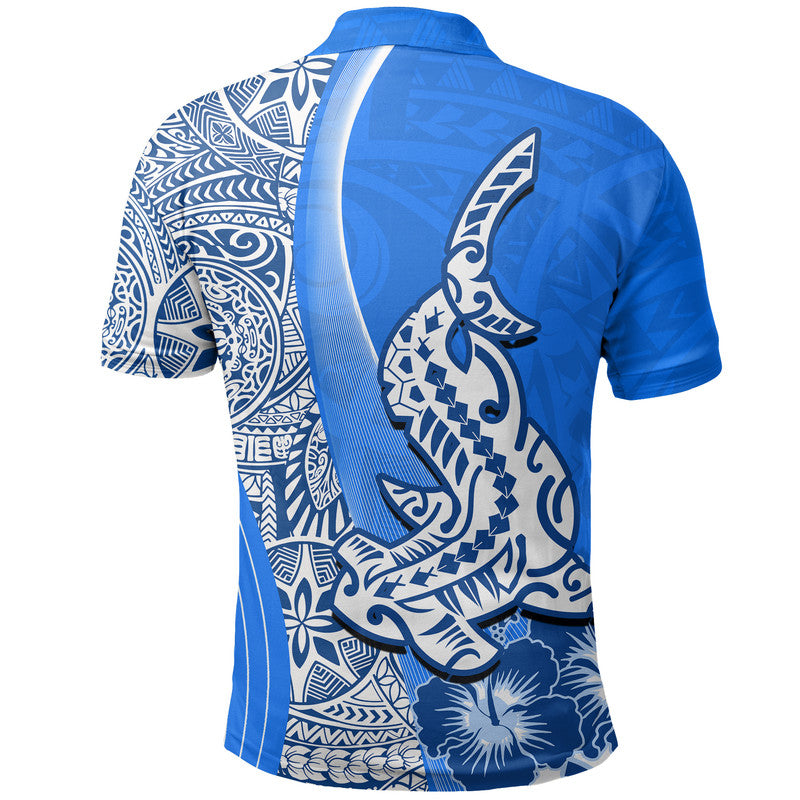 Hawaiian Shark Polynesian Polo Shirt Vibe Blue Style LT6 - Wonder Print Shop