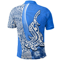 Hawaiian Shark Polynesian Polo Shirt Vibe Blue Style LT6 - Wonder Print Shop