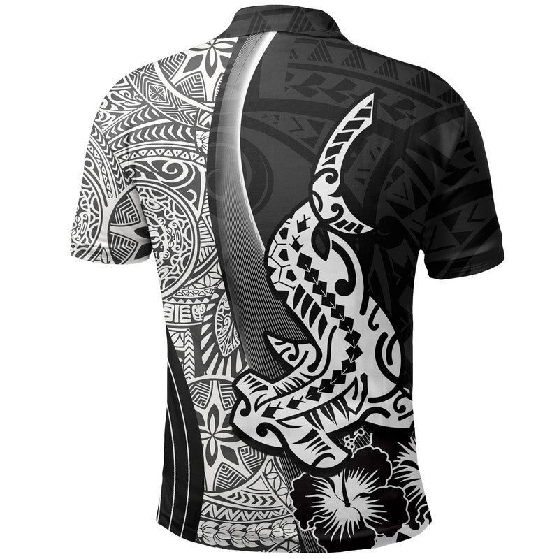Hawaiian Shark Polynesian Polo Shirt Vibe Black Style LT6 - Wonder Print Shop