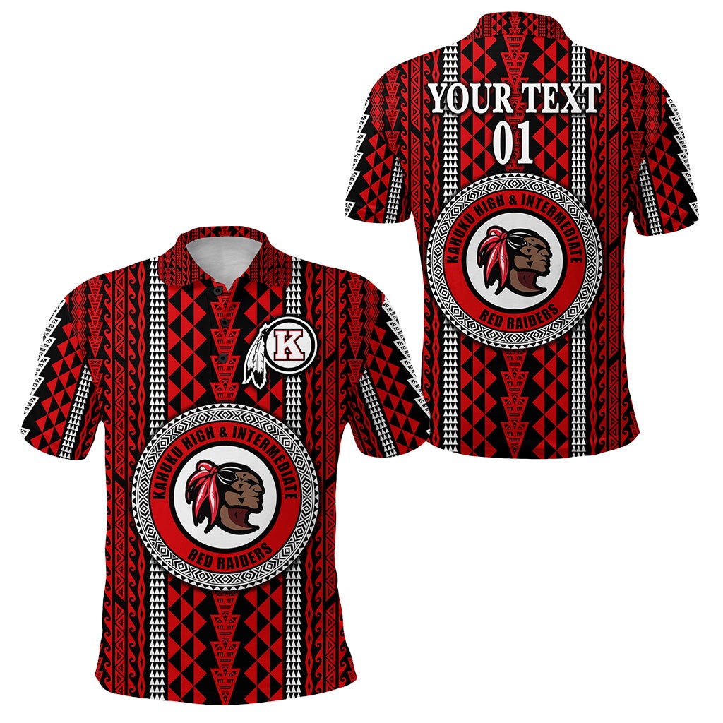 Custom Hawaii Kahuku School Polo Shirt Red Raiders Simple Style LT8 - Wonder Print Shop