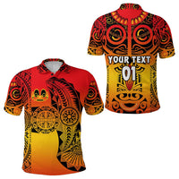 Custom Marquesas Islands Polo Shirt Marquesan Tattoo Original Style Gradient Red LT8 - Wonder Print Shop