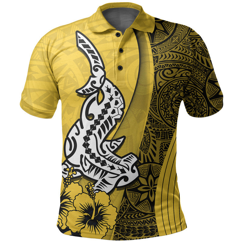 Hawaiian Shark Polynesian Polo Shirt Vibe Yellow Style LT6 - Wonder Print Shop