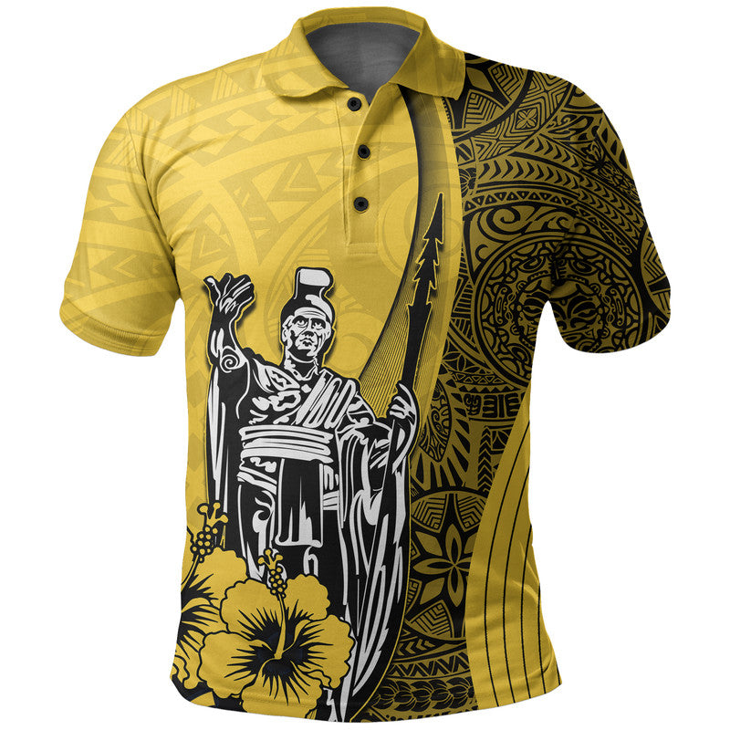 Hawaiian King Kamehameha Polo Shirt Vibe Yellow Style LT6 - Wonder Print Shop