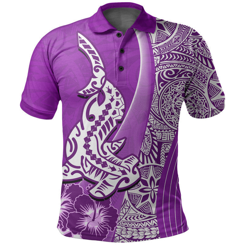 Hawaiian Shark Polynesian Polo Shirt Vibe Purple Style LT6 - Wonder Print Shop