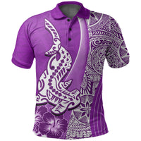 Hawaiian Shark Polynesian Polo Shirt Vibe Purple Style LT6 - Wonder Print Shop