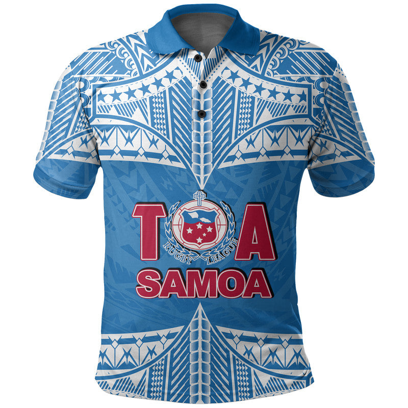 Custom And Number Toa Samoa Rugby Polo Shirt Blue Sky LT6 - Wonder Print Shop