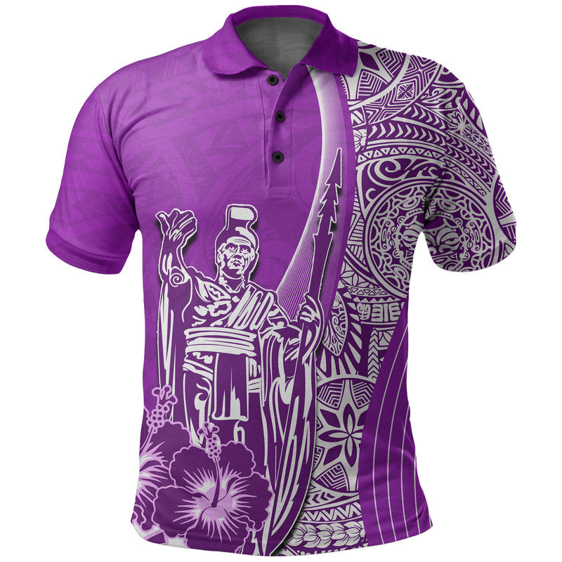 Hawaiian King Kamehameha Polo Shirt Vibe Purple Style LT6 - Wonder Print Shop